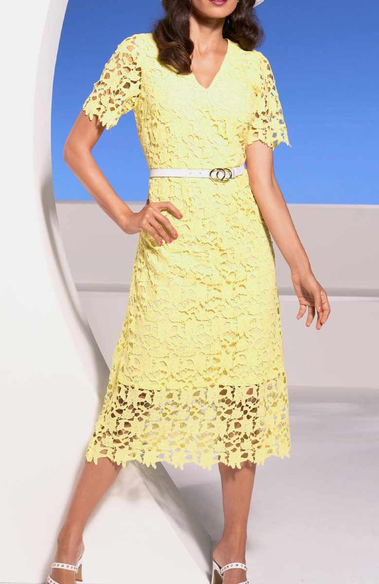 Ashley Brooke Spitzenkleid, zitrone