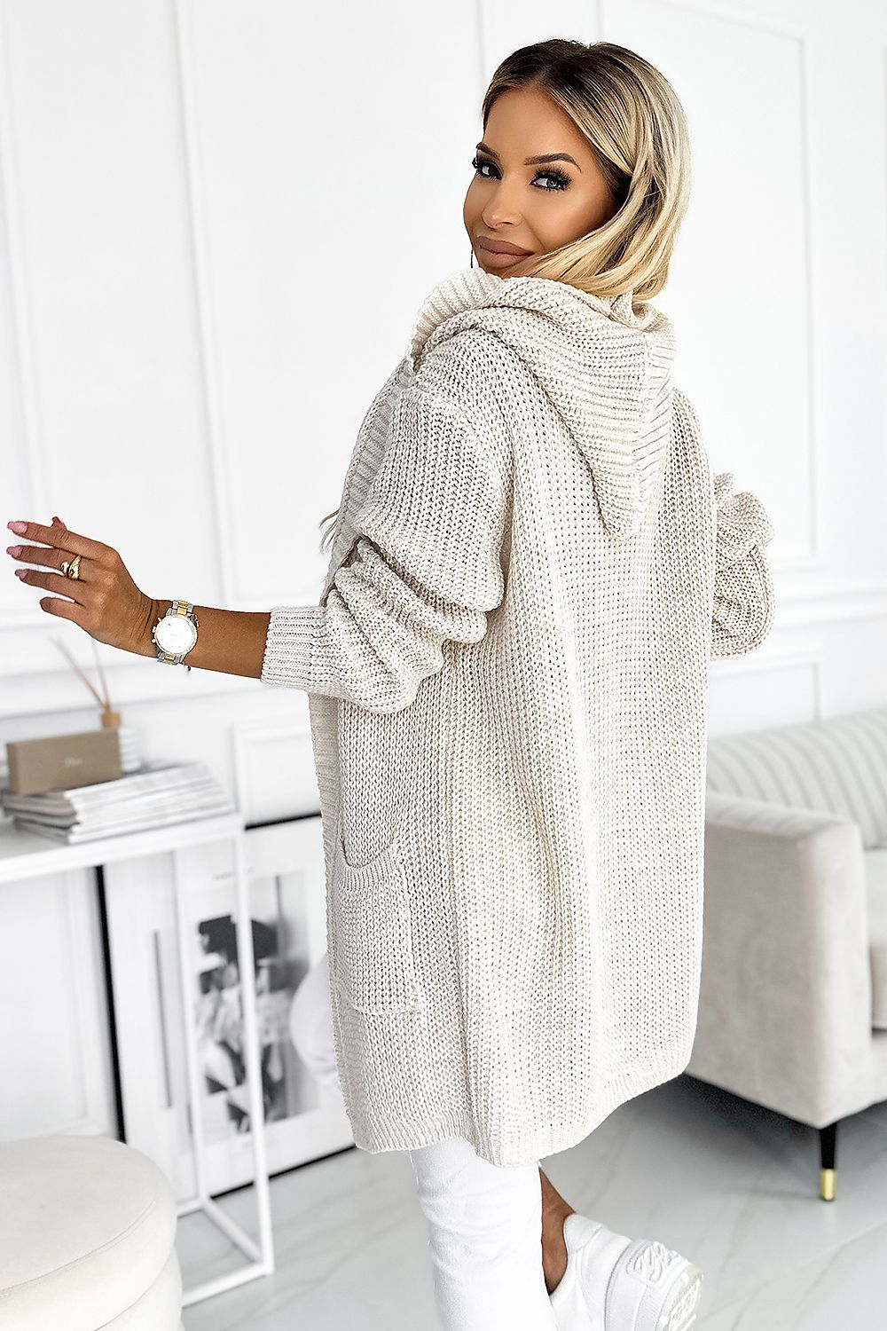 Cardigan Numoco beige/grau