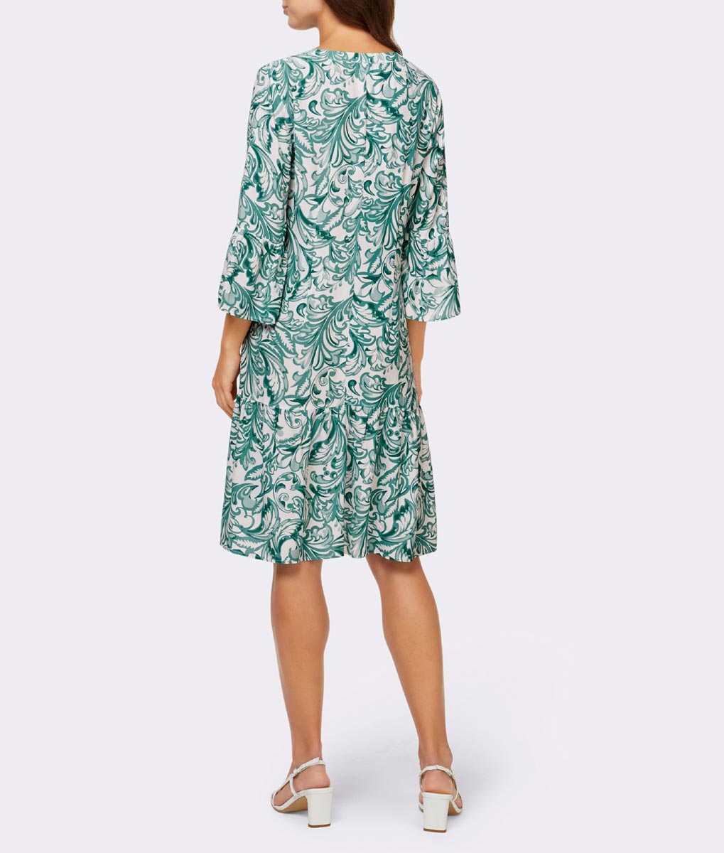 Heine Kleid Volant-Ärmeln, smaragd-weiß