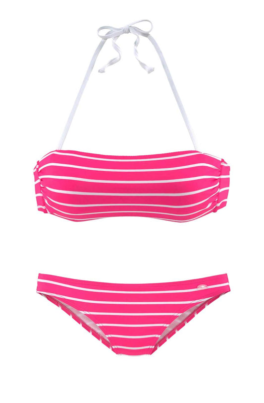 KangaROOS Bandeau-Bikini, pink-weiß, C/D-Cup