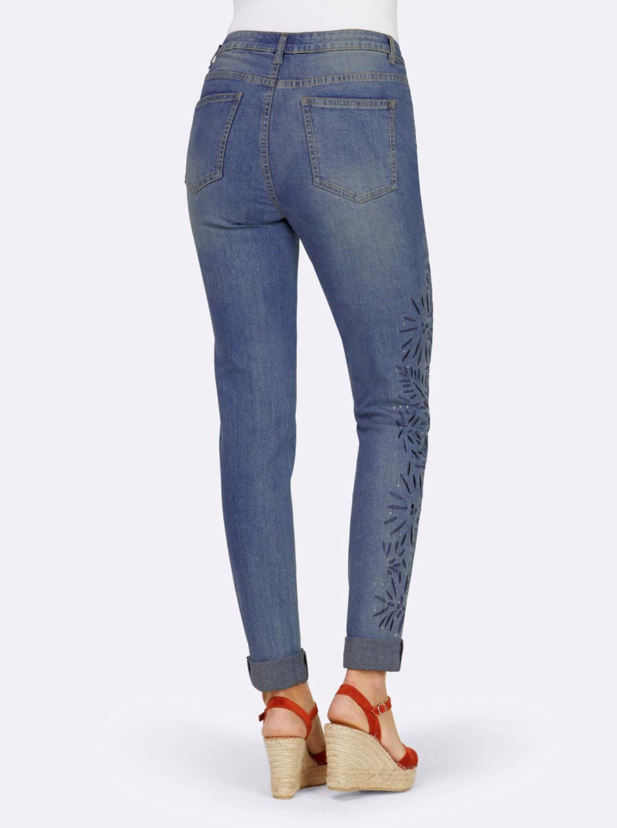 Linea Tesini Jeans mit Stickerei, Blau