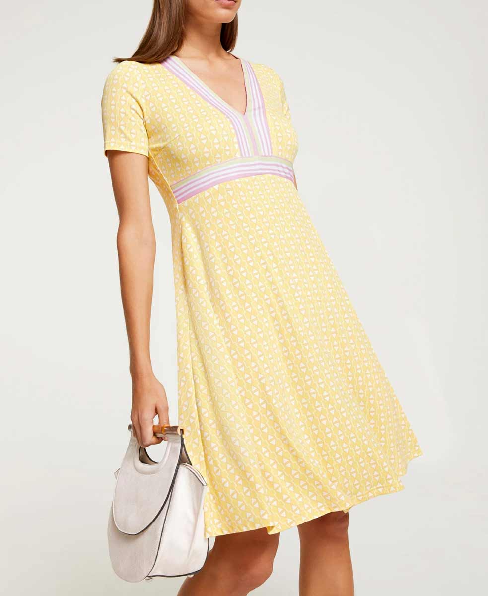 Rick Cardona Jersey-Druckkleid, vanille-rosé