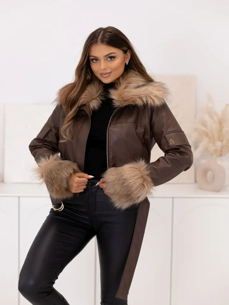 Aspen Kunstlederjacke mit Pelz verschiedene Farben