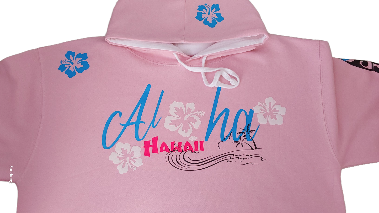 HolyMC Damen Hoodie Aloha Hawaii Rosa Premium Style