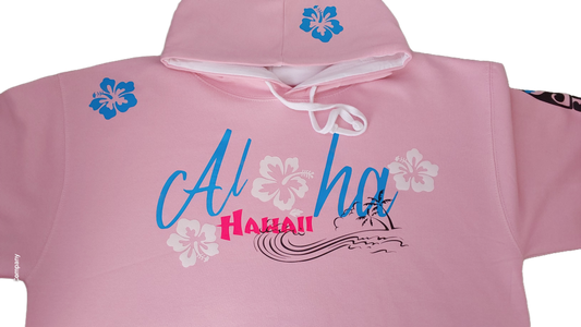HolyMC Damen Hoodie Aloha Hawaii Rosa Premium Style