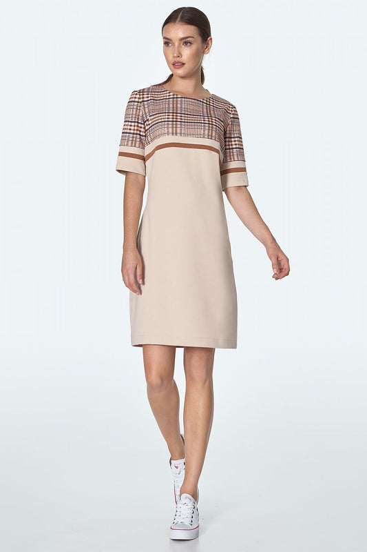 Alltagskleid Nife beige/karo