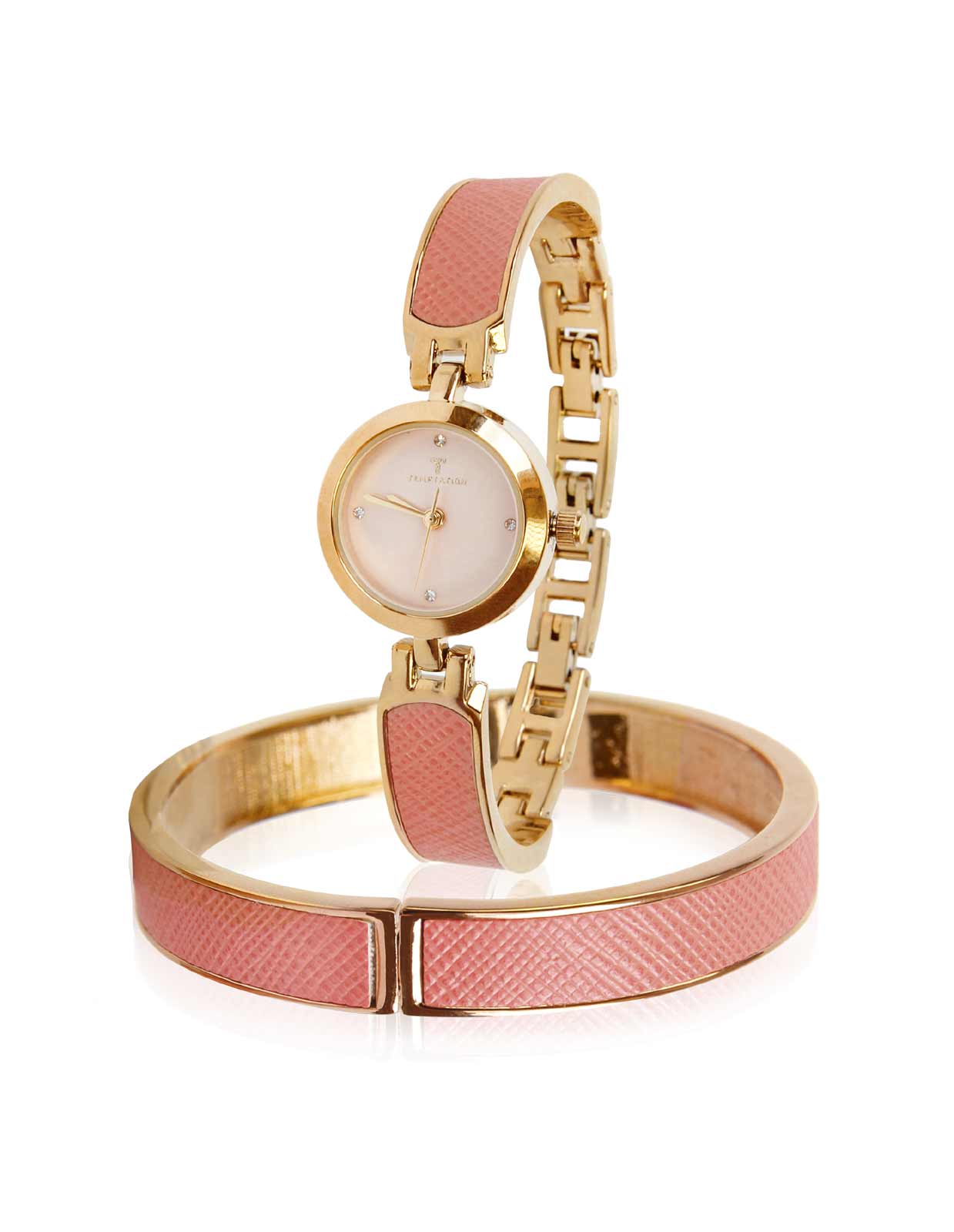 Temptation  Armbanduhr + Armreif, Rose-goldfarben