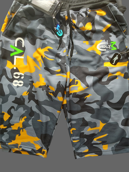 HolyMC Paintball Shorts Orange Camo 3/4